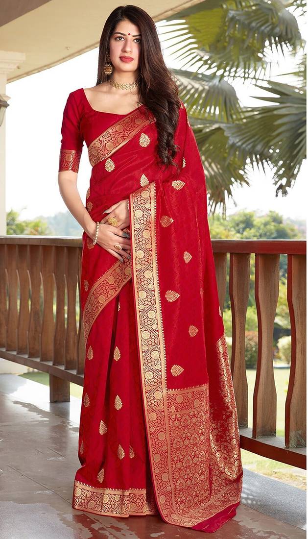 Anara Woven Design Zari Festival Wear Saree With Blouse Piece
