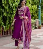 purple viscose festive kurta set