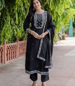 black viscose festive kurta set