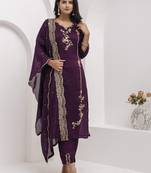 wine viscose silk festive kurta set