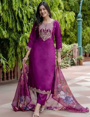 purple viscose festive kurta set 2