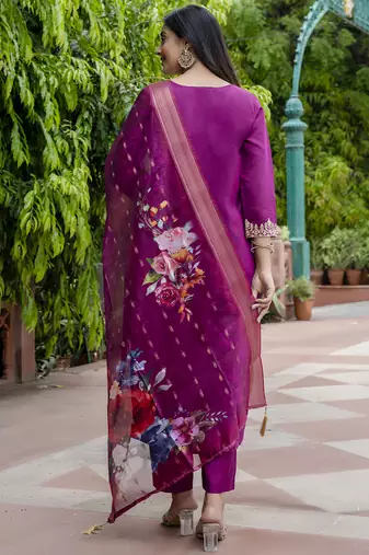 purple viscose festive kurta set