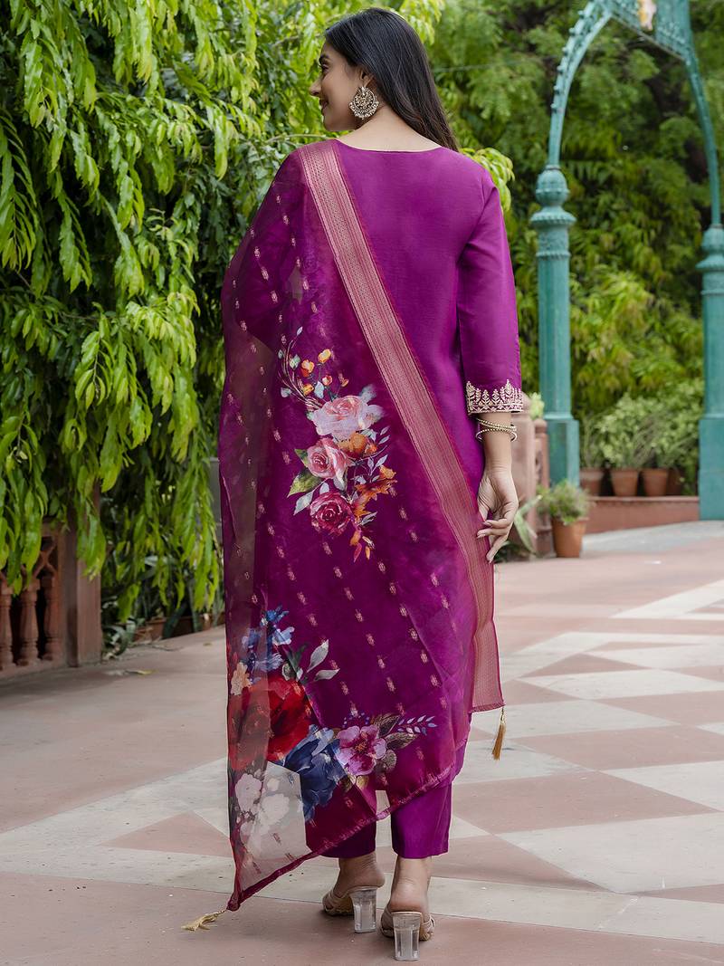 purple viscose festive kurta set