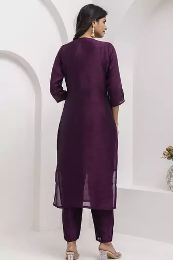 wine viscose silk festive kurta set