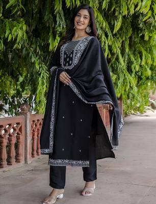 black viscose festive kurta set 3