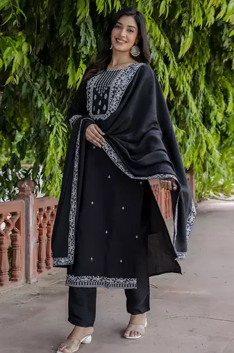 black viscose festive kurta set
