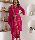 pink viscose silk festive kurta set