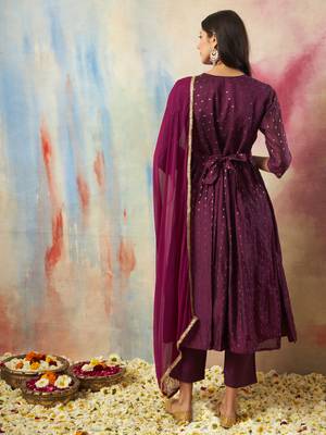 purple cotton silk festive kurta set 3