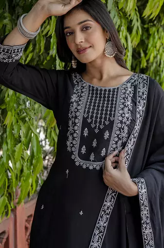 black viscose festive kurta set