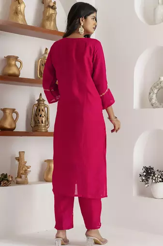 pink viscose silk festive kurta set