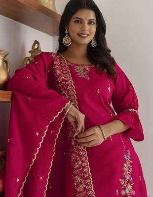 pink viscose silk festive kurta set 4