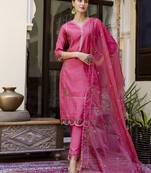 pink viscose festive kurta set