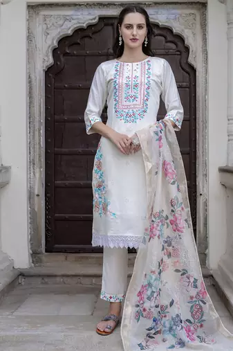 white viscose festive kurta set