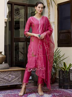 pink viscose festive kurta set 2