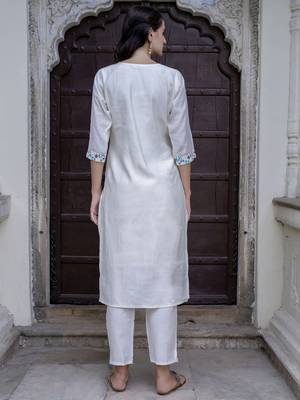 white viscose festive kurta set 3