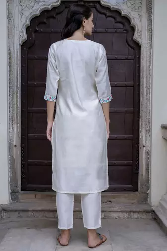 white viscose festive kurta set