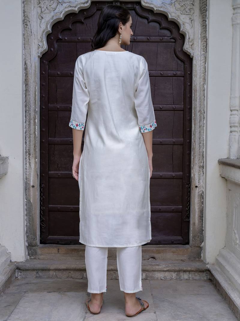 white viscose festive kurta set