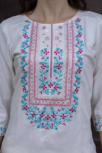 white viscose festive kurta set