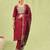 maroon blended cotton festive kurta set