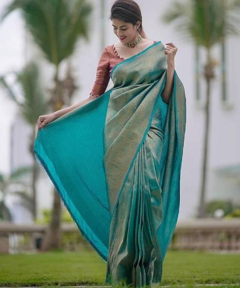 Anara Woven Design Zari Festival Wear Saree With Blouse Piece