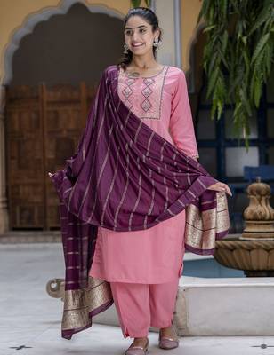 pink cotton silk festive kurta set 1