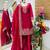 Red jimi choo embroidered palazzo suit set with dupatta