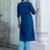 teal blended cotton festive kurta set