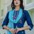 teal blended cotton festive kurta set