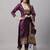 purple jacquard festive kurta set