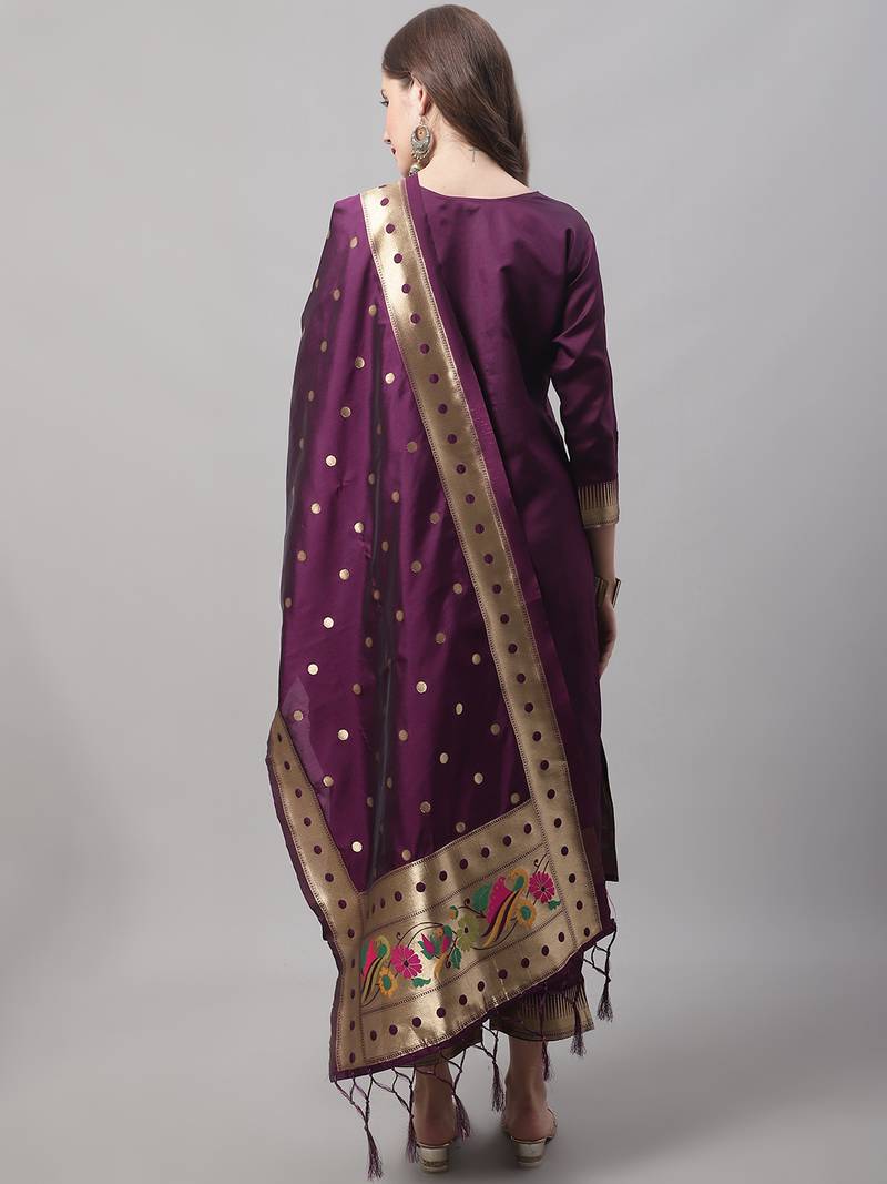 purple jacquard festive kurta set