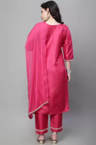 pink silk blend festive kurta set