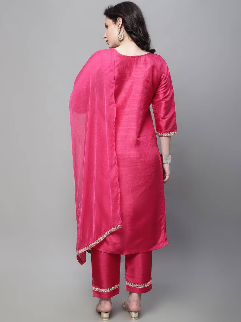 pink silk blend festive kurta set