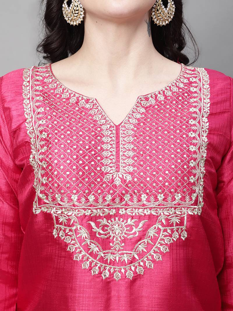 pink silk blend festive kurta set