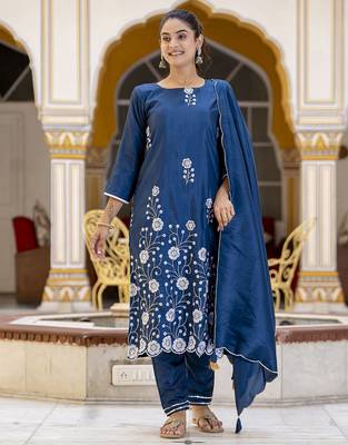 teal cotton silk festive kurta set 2