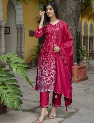 pink cotton silk festive kurta set 1
