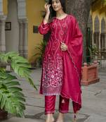 pink cotton silk festive kurta set