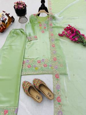Green jimi choo embroidered palazzo suit set with dupatta 3