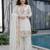 White jimi choo embroidered palazzo suit set with dupatta