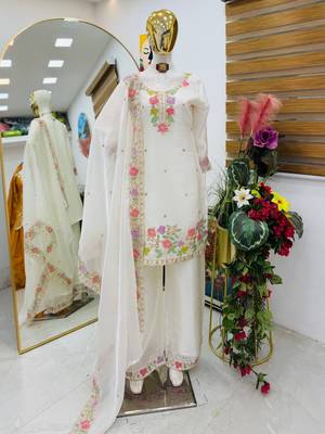 white embroidered jimmy choo silk palazzo suit 2