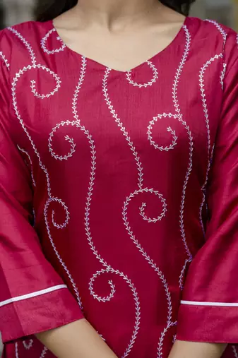 pink cotton silk festive kurta set