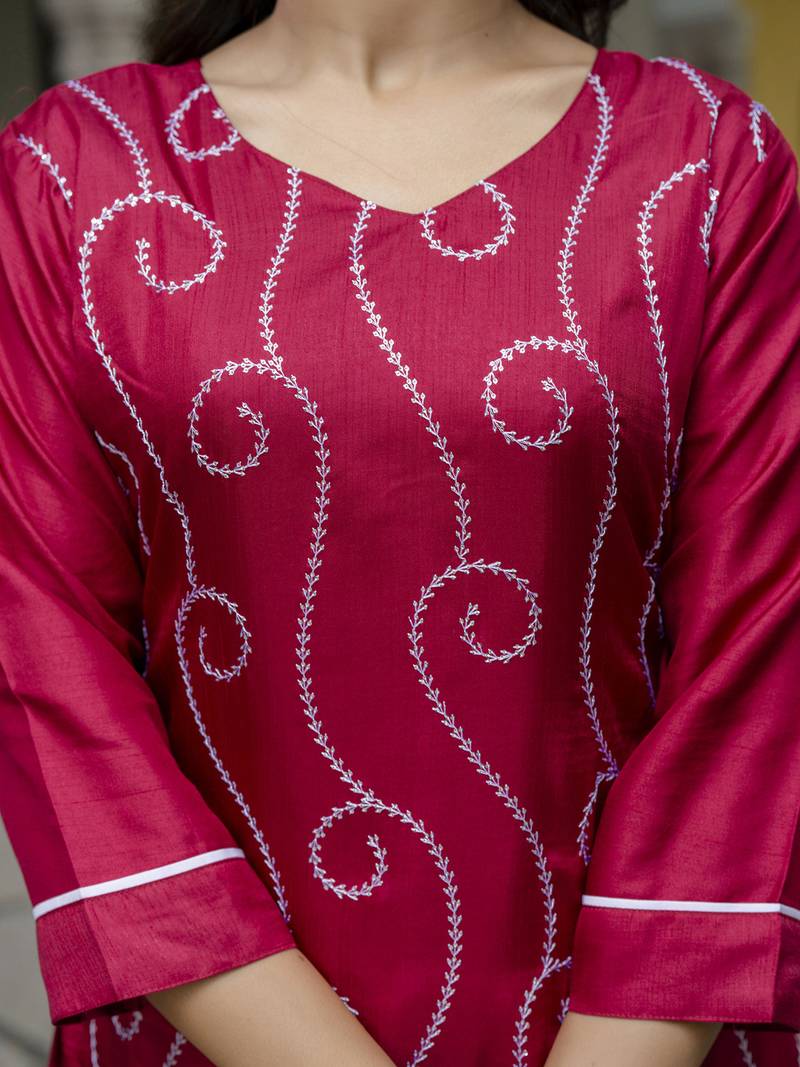 pink cotton silk festive kurta set