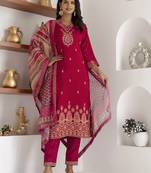 pink jacquard festive kurta set