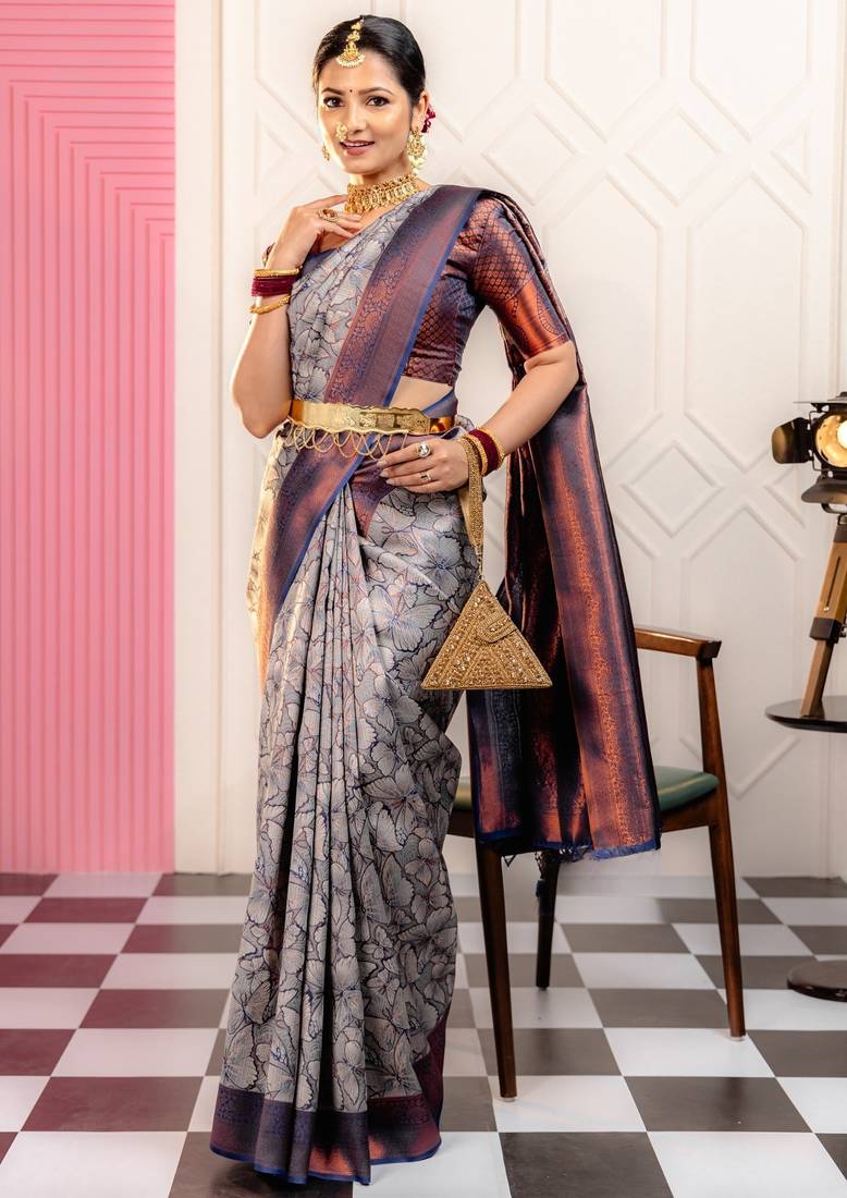 Anara Woven Design Zari Festival Wear Saree With Blouse Piece