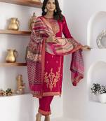 pink jacquard festive kurta set