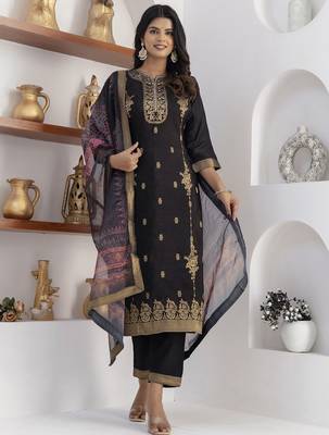 black jacquard festive kurta set 1