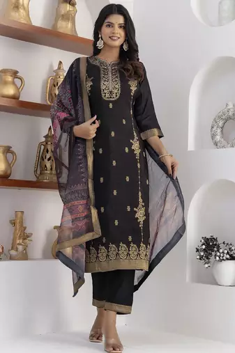 black jacquard festive kurta set