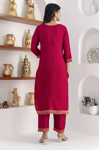 pink jacquard festive kurta set