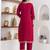 pink jacquard festive kurta set