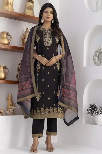 black jacquard festive kurta set
