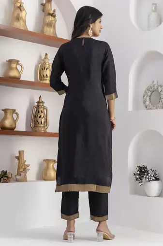 black jacquard festive kurta set